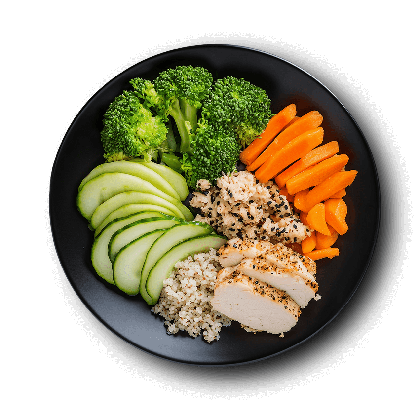 Боул с мясом, рисом и свежими овощами